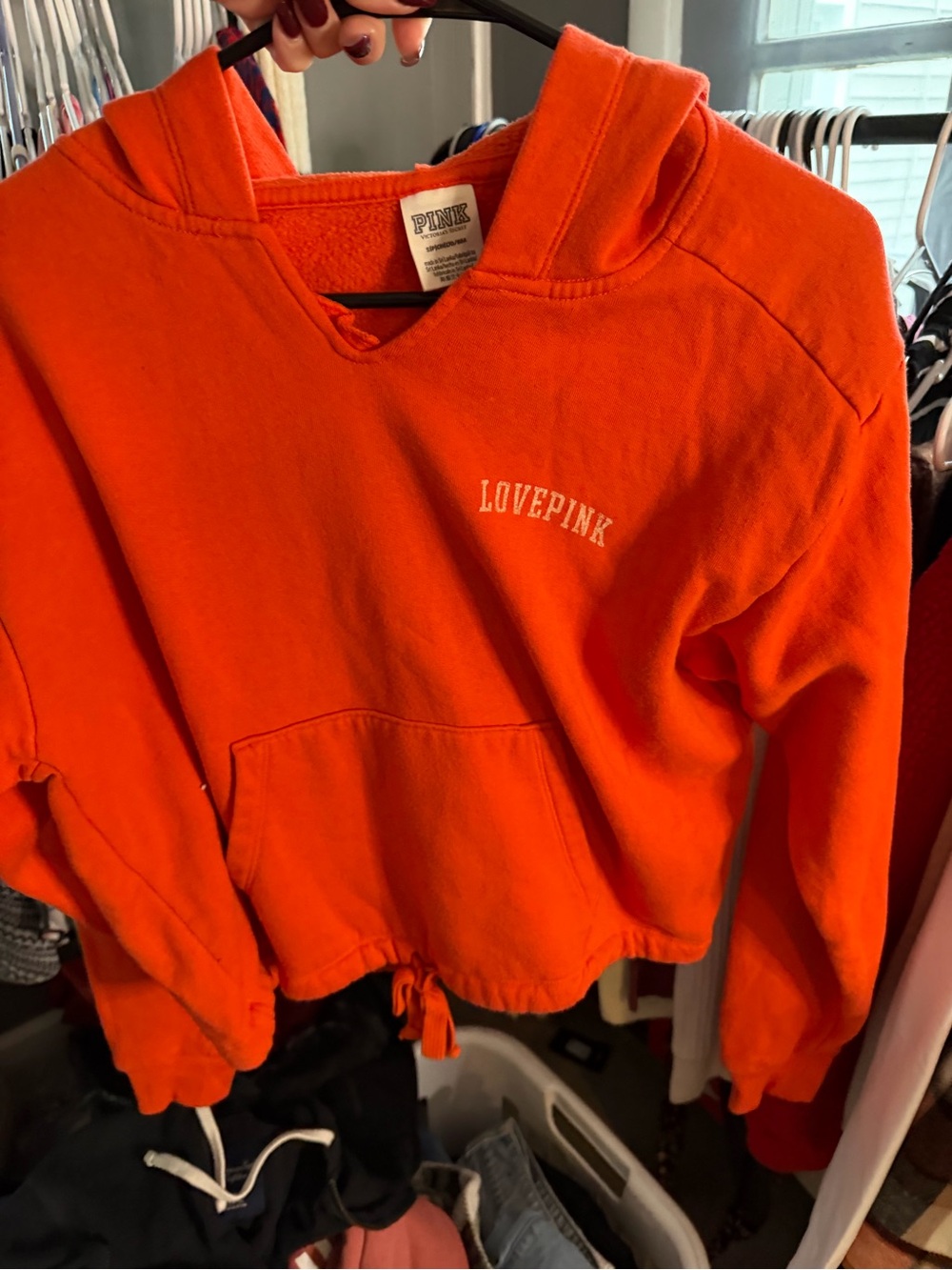 PINK Victoria's Secret LovePink Girls' Orange Hooded Sweatshirt